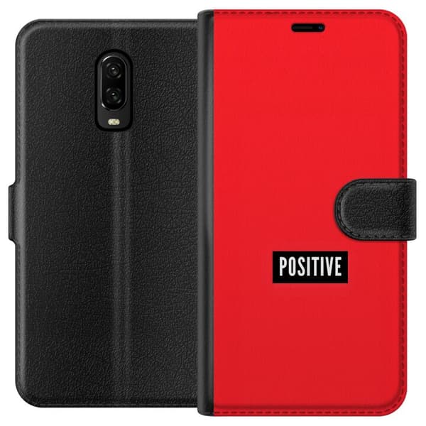 Kompatibelt Lommeboketui til OnePlus 6T Positive text rød