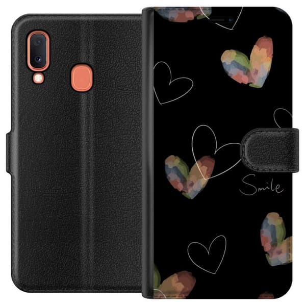 Kompatibelt Lommeboketui til Samsung Galaxy A20e Hjerte