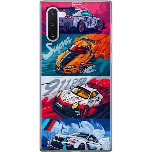 Samsung Galaxy Note10 Läpinäkyvä kuori Nopeat Autot - Piirr