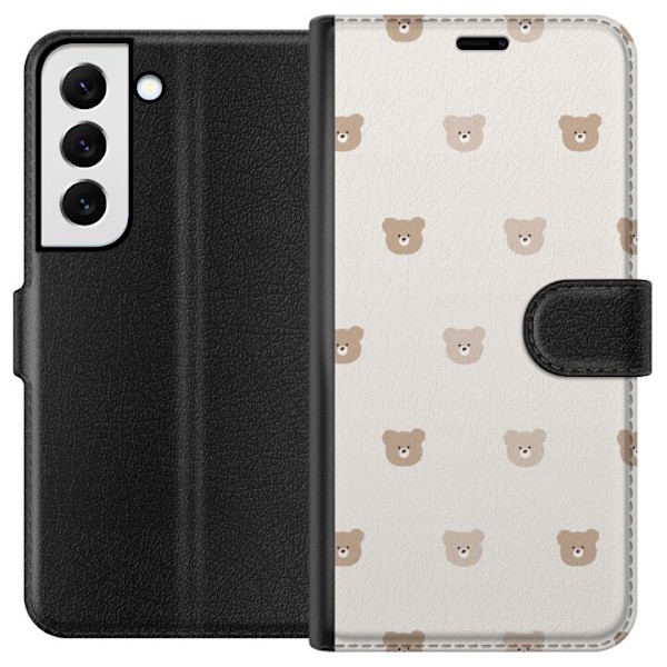 Samsung Galaxy S22+ 5G Tegnebogsetui Teddybaggrund - søde teddybjørne mod en blød baggrund