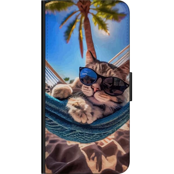 Kompatibel Tegnebogsetui til OnePlus 9 Pro Kat på stranden