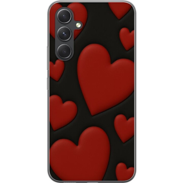Samsung Galaxy S24+ Läpinäkyvä kuori Punaiset Samettisydämet