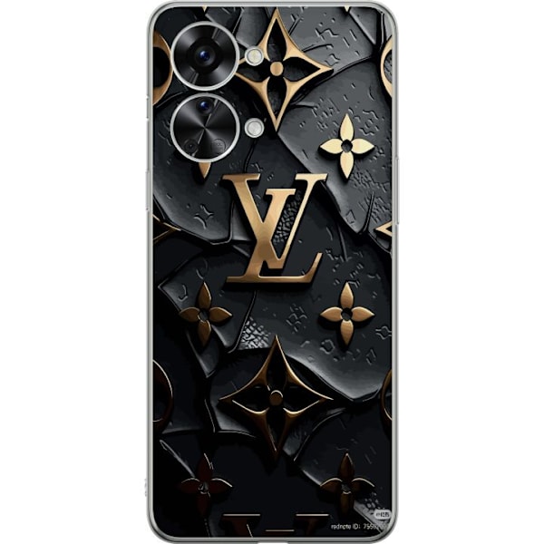 OnePlus Nord 2T Genomskinligt Skal Louis Vuitton Dark Mode Design Svart Lyx Stil Fashion Populärt Grafiskt Mönster Modeikon Lyxmärke