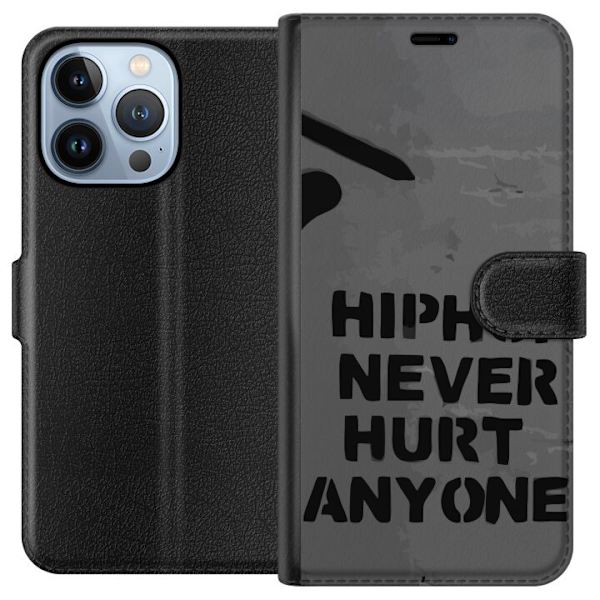 Apple iPhone 13 Pro Lompakkokotelo Hip Hop Ei Koskaan Satuta Ketään Lainaus Streetwear Musiikki Elämäntapa Graafinen Teksti Motiivi Suosittu Kultt