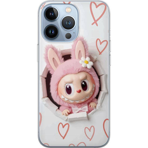 Apple iPhone 13 Pro Läpinäkyvä kuori Labubu Sydän Taustakuva Pop Mart Rakkausteema Hahmodesign Suosittu Motiivi Keräilytaideteossarja