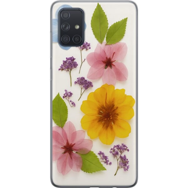 Samsung Galaxy A71 Genomskinligt Skal Pressade blommor