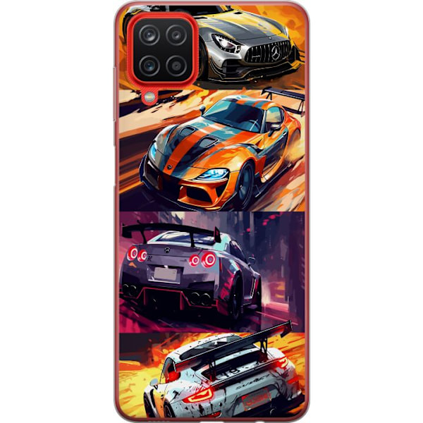 Samsung Galaxy A12 Läpinäkyvä kuori Ralli kuume - vauhdikas teema ralliautoilla