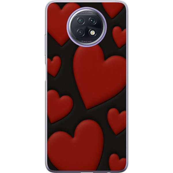 Xiaomi Redmi Note 9T Genomskinligt Skal Red Velvet Hearts