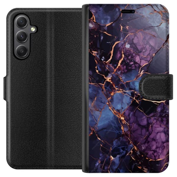 Kompatibel Tegnebogsetui til Samsung Galaxy S23 FE Marmor Blå Lilla