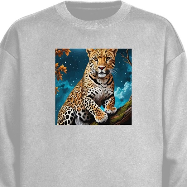 Sweatshirt til Voksne | Klassisk Collegebluse Leopard grå S