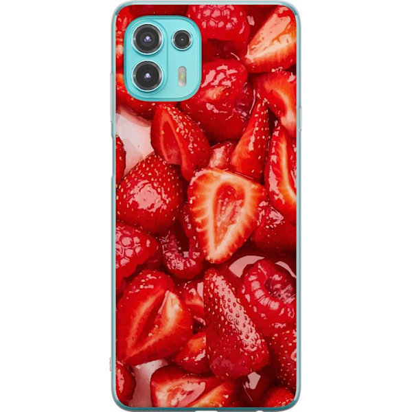 Motorola Edge 20 Lite Läpinäkyvä kuori Mansikkakuviointi -