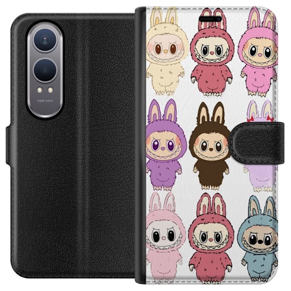 OnePlus Nord CE4 Lite Tegnebogsetui Labubu Pink Monster - Popkunst med Kawaii-touch