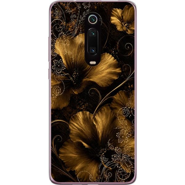 Kompatibelt Mobildeksel til Xiaomi Mi 9T Pro  Gylden Noir-blomstring svart