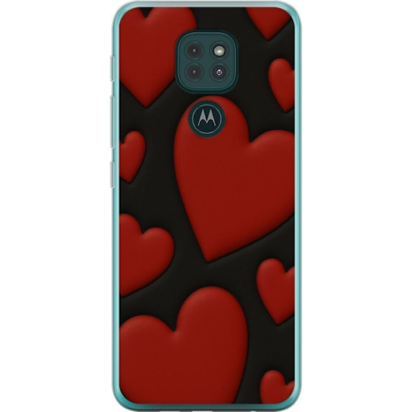 Motorola Moto G9 Play Genomskinligt Skal Red Velvet Hearts
