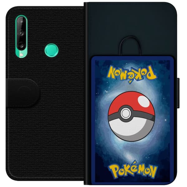 Kompatibel Tegnebogsetui til Huawei P40 lite E Pokéball mod stjernesky spiltema samlerbold rum baggrund blå