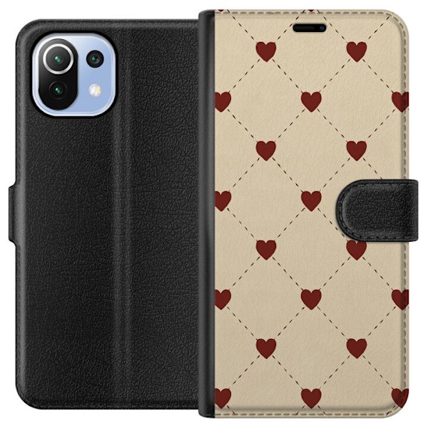 Xiaomi Mi 11 Lite Plånboksfodral Heart Grid