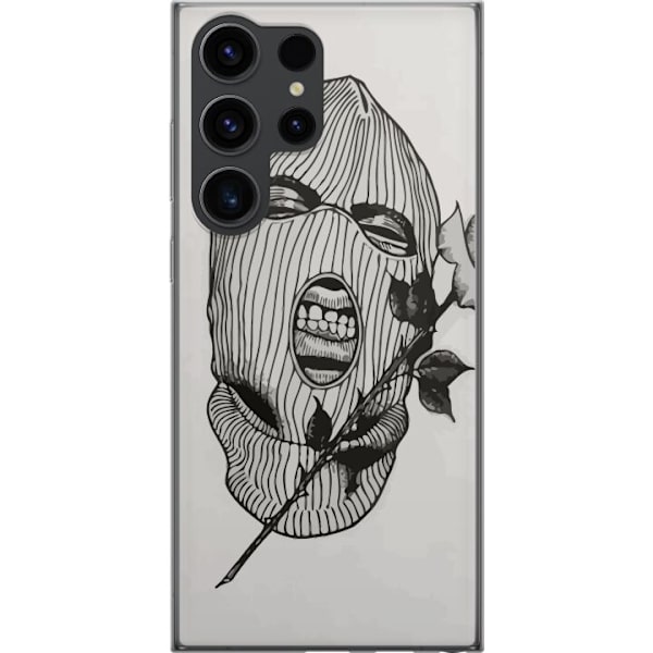 Samsung Galaxy S24 Ultra Genomskinligt Skal Ski Mask Ros Streetwear Design Grafiskt Motiv Spänning Urban Stil Street Art Maskerad Symbol