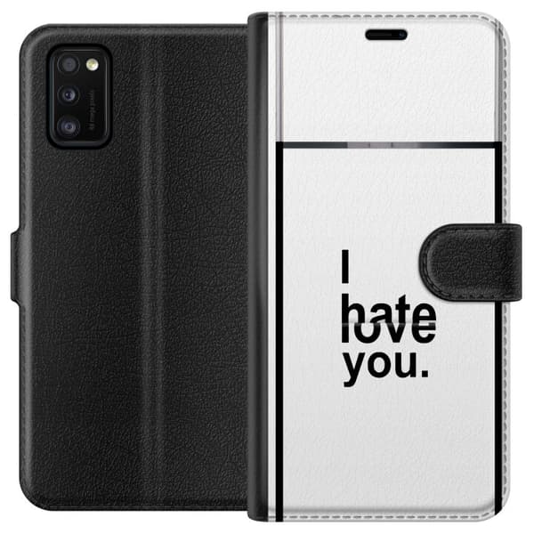 Kompatibelt Plånboksfodral till Samsung Galaxy A41 I Hate Love You vit