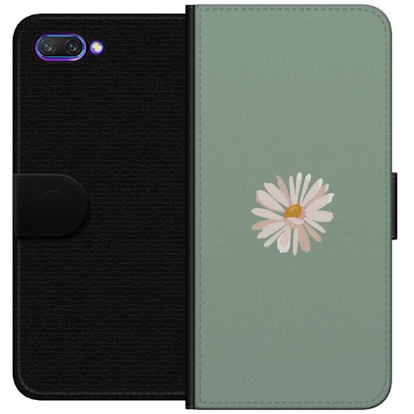 Honor 10 Lompakkokotelo Vihreä Minimalikukka - tyylikäs kukka vihreällä taustalla