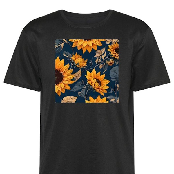 Trænings T-shirt | Sport T-shirt til Voksen Solsikker sort Lille