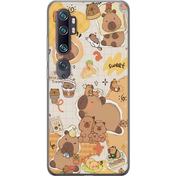 Xiaomi Mi Note 10 Läpinäkyvä kuori Kawaii capybara mobilskal med gulliga djurmotiv