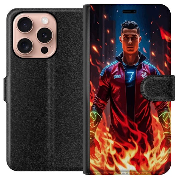 Apple iPhone 16 Pro Tegnebogsetui Ronaldo Inferno - fodboldhelt i flammer