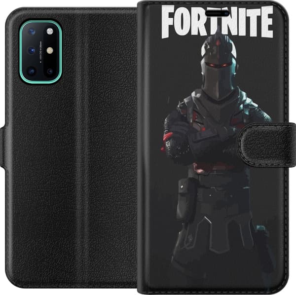 Kompatibel Tegnebogsetui til OnePlus 8T Sort rustningsklædt ridder med korslagte arme og hvid tekst på sort baggrund sort