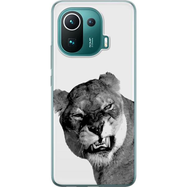 Xiaomi Mi 11 Pro Genomskinligt Skal Lejon Konst Artistiskt Djurmotiv Afrikanskt Stil Djungel Känsla Grafiskt Motiv Hemdekor Djurtema