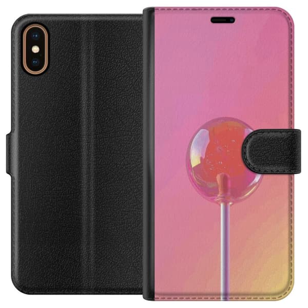 Kompatibel Tegnebogsetui til Apple iPhone X Blank lyserød pinde mod blød pastelbaggrund pink