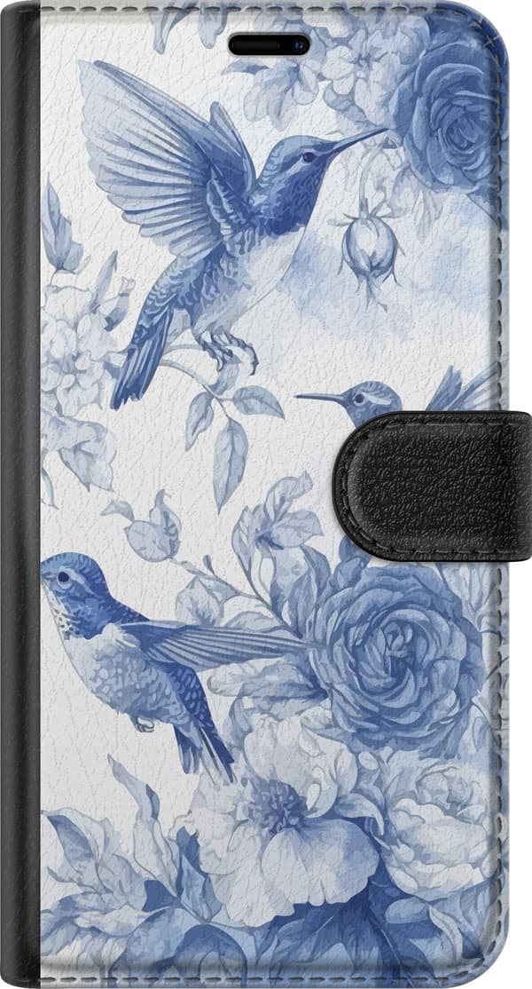 Kompatibel Tegnebogsetui til Apple iPhone 11 Fugle og blomster, blåt romantisk mønster