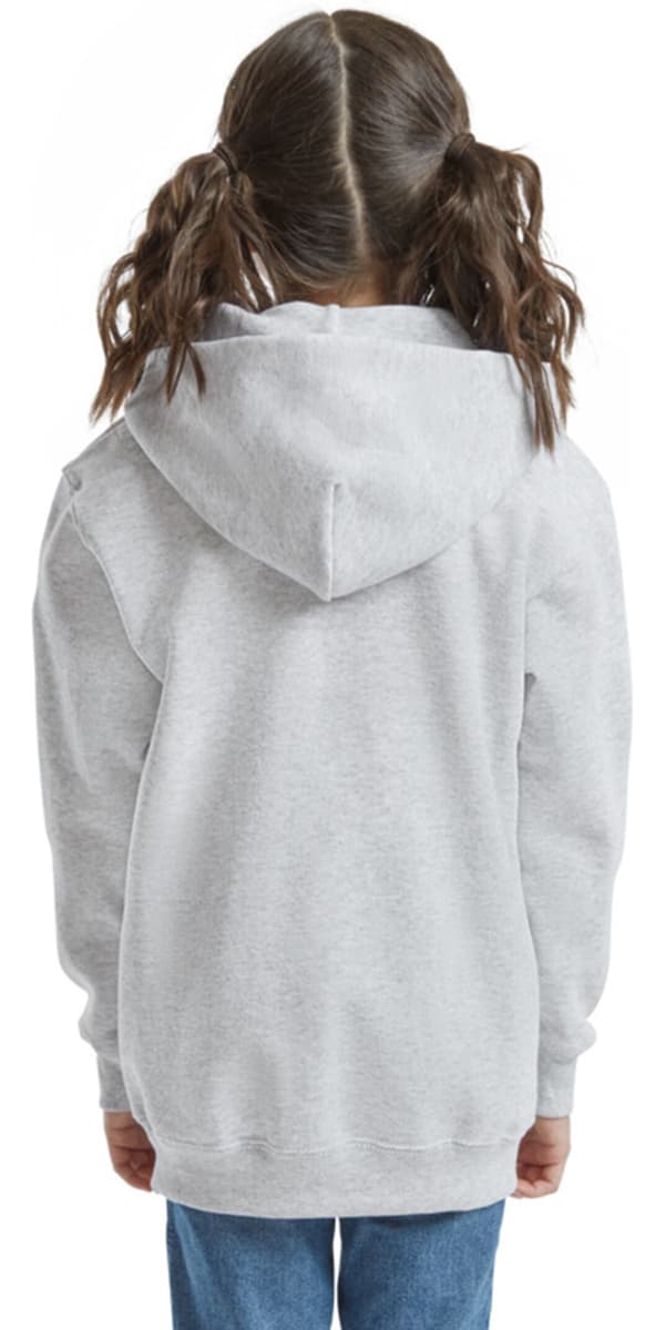 Barn Hoodie Grå 7-8 År Stor blåvit lejoncirkel bland kraftiga blå blixtar och blå spegling grå 7-8 År