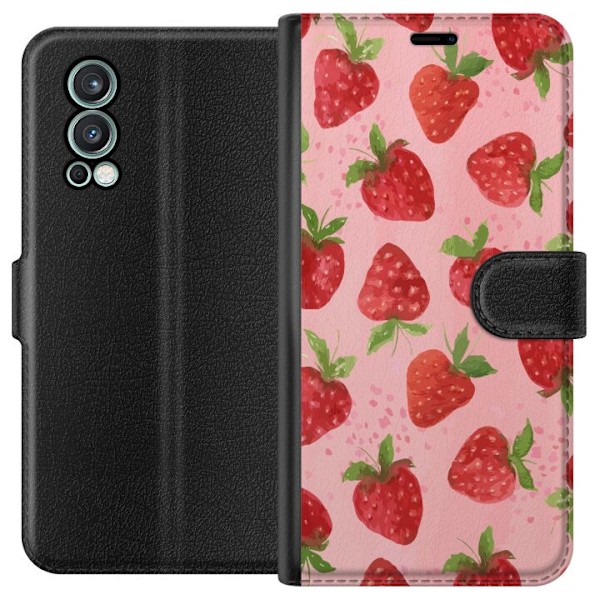 OnePlus Nord 2 5G Lompakkokotelo Mansikkahaaveet - Retrot tyyl