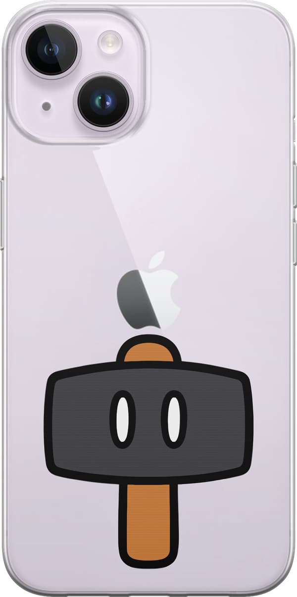 Kompatibel Mobilcover til Apple iPhone 15 Sort spillehammer - Sort motiv med sort hammer. sort
