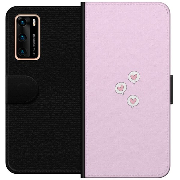 Huawei P40 Tegnebogsetui Hjerter i bobler