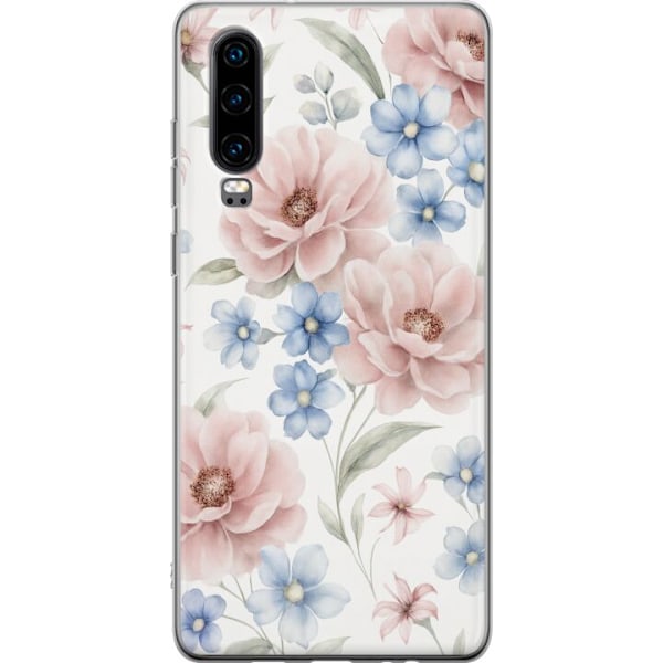 Huawei P30 Läpinäkyvä kuori Romanttiset kukat