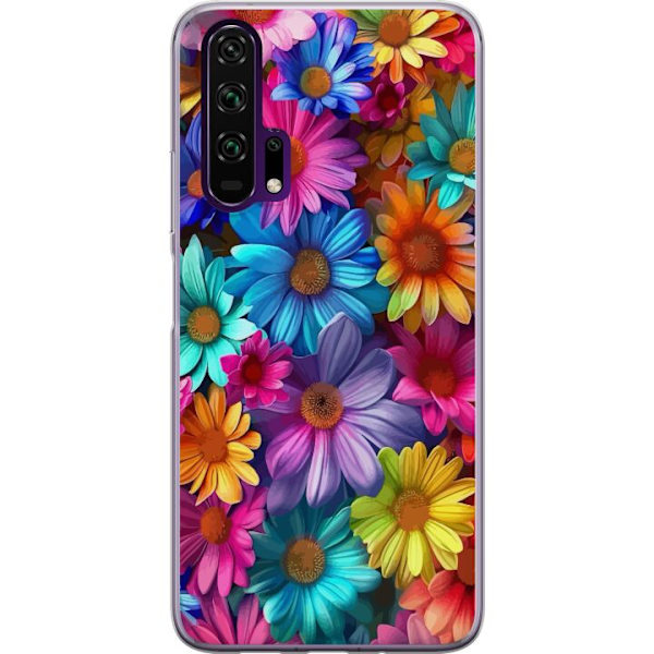 Honor 20 Pro  Läpinäkyvä kuori Gerbera Kukat Värikäs Koriste Kukka Motiivi Suosittu Kotisisustus Väririkas Seinätaide Suunnittelu