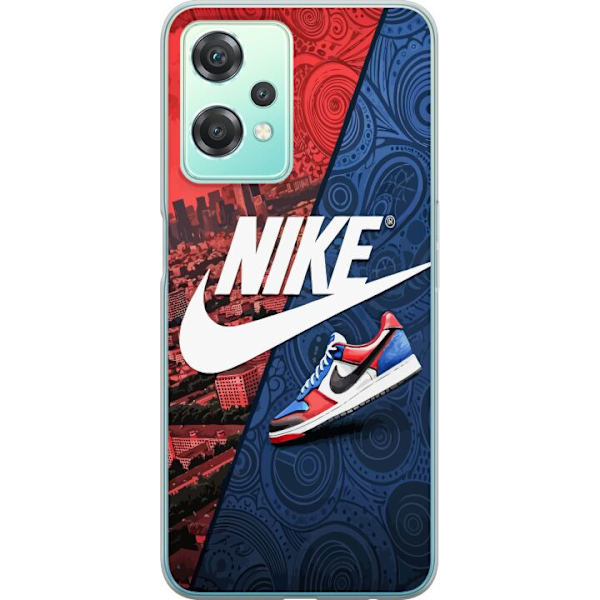OnePlus Nord CE 2 Lite 5G Genomskinligt Skal Nike Logotyp Röd Blå Sneaker Stil Sport Fashion Populärt Swoosh Motiv Träningskläder Grafisk Ikon