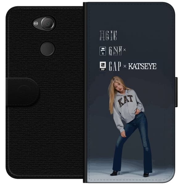 Kompatibelt Plånboksfodral till Sony Xperia XA2 KATSEYE blond modebild grå