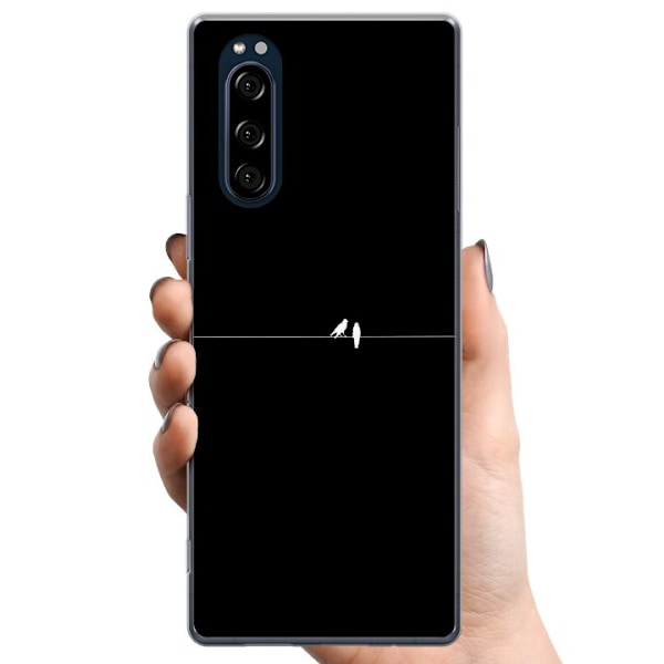 Sony Xperia 5 TPU Mobilcover Minimalistiske fugle sort