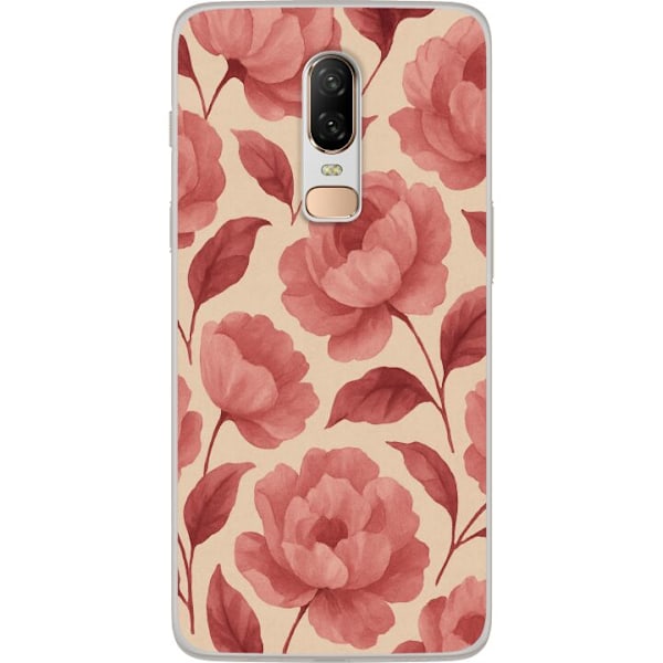 OnePlus 6 Gjennomsiktig deksel Rose Blomst