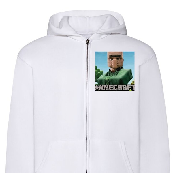 Zip-Hettegenser | Hettegenser med Glidelås for Voksne A Minecraft Movie hvit M