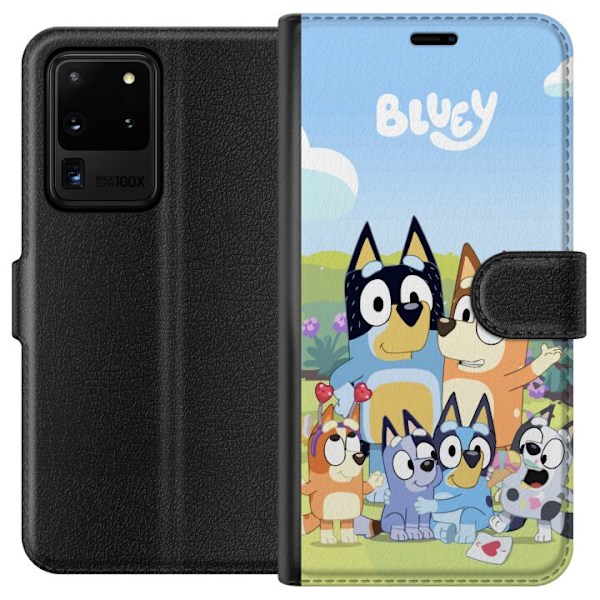 Samsung Galaxy S20 Ultra Plånboksfodral Bluey mobilskal med hela familjen i färgglad design