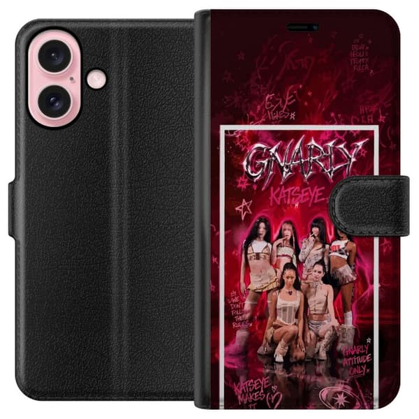 Kompatibelt Plånboksfodral till Apple iPhone 16 KATSEYE rosa