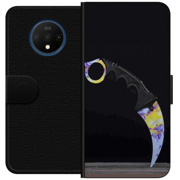 OnePlus 7T Tegnebogsetui Karambit / Butterfly / M9 Bayonet: Sm