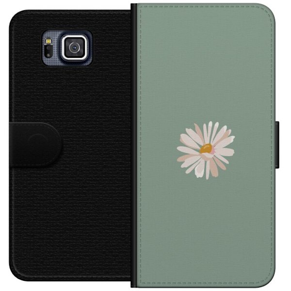 Samsung Galaxy Alpha Plånboksfodral Grön Minimalblomma – stilren blomma på grön bakgrund