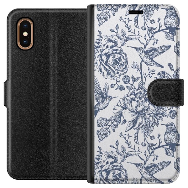 Apple iPhone XS Max Lompakkokotelo Kukat & Linnut - Romanttine