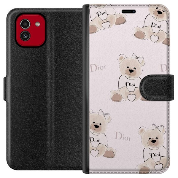 Samsung Galaxy A03 Tegnebogsetui Teddy Dior Vibes - luksuriøs bamse i modetil