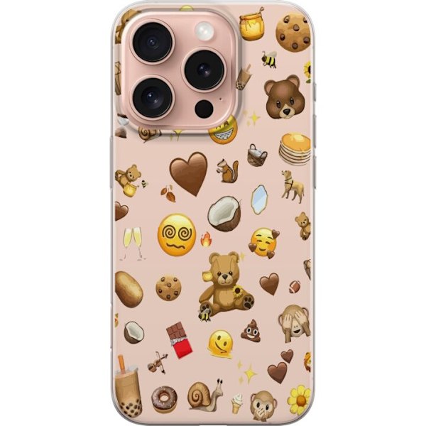 Apple iPhone 16 Pro Gennemsigtig cover Brun Emoji