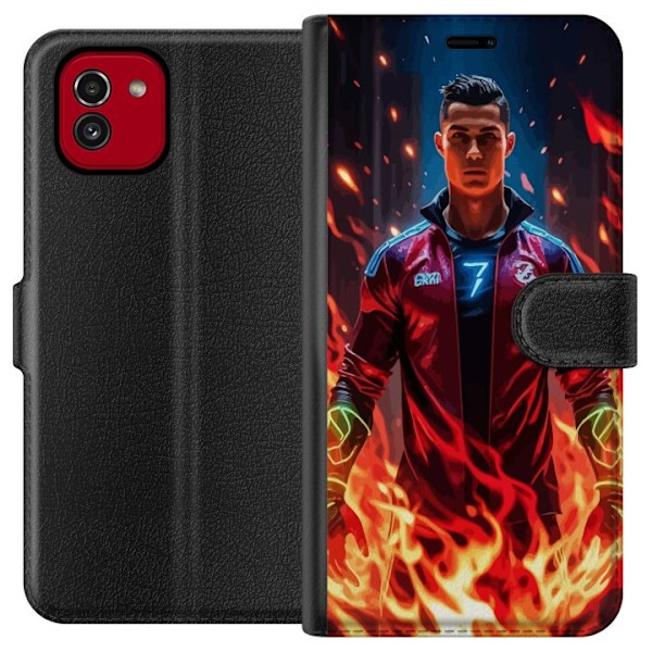 Samsung Galaxy A03 Tegnebogsetui Ronaldo Inferno - fodboldhelt i flammer