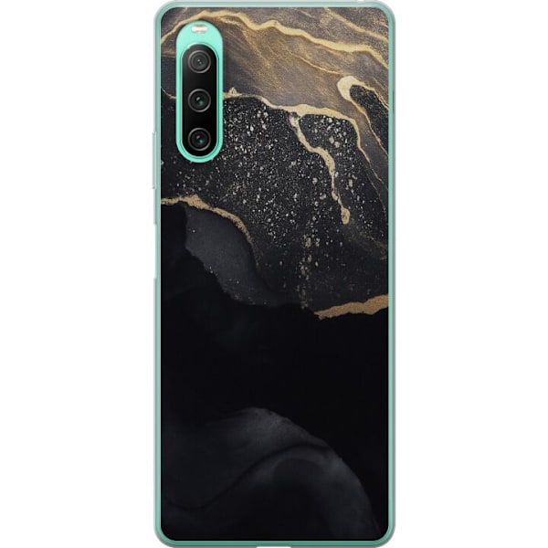 Sony Xperia 10 IV Läpinäkyvä kuori Musta kulta abstrakti